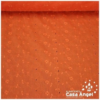 BATISTA NARANJA MANDARINA PERFORADA DE ALGODÓN SERIE HAKOBA 150cm