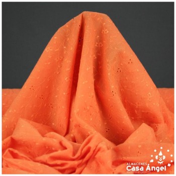 BATISTA NARANJA MANDARINA PERFORADA DE ALGODÓN SERIE HAKOBA 150cm