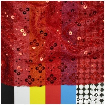 PUNTO LAMÉ ROJO CON PATRÓN DE LENTEJUELAS SERIE CARMEN 150cm