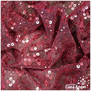 PUNTO LAMÉ GRANA CON PATRÓN DE LENTEJUELAS SERIE CARMEN 150cm