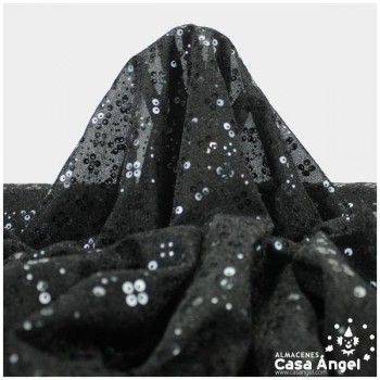PUNTO LAMÉ NEGRO CON PATRÓN DE LENTEJUELAS SERIE CARMEN 150cm