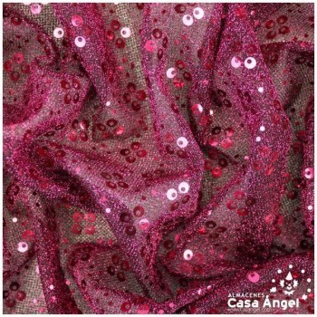 PUNTO LAMÉ FUCSIA CON PATRÓN DE LENTEJUELAS SERIE CARMEN 150cm