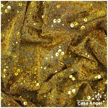 PUNTO LAMÉ DORADO CON PATRÓN DE LENTEJUELAS SERIE CARMEN 150cm