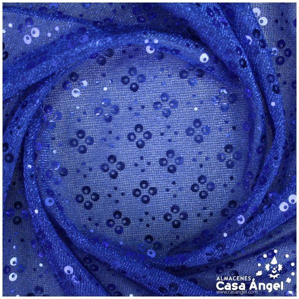 PUNTO LAMÉ AZUL CON PATRÓN DE LENTEJUELAS SERIE CARMEN 150cm