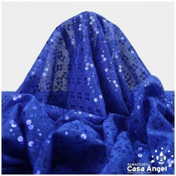 PUNTO LAMÉ AZUL CON PATRÓN DE LENTEJUELAS SERIE CARMEN 150cm