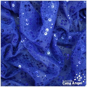 PUNTO LAMÉ AZUL CON PATRÓN DE LENTEJUELAS SERIE CARMEN 150cm