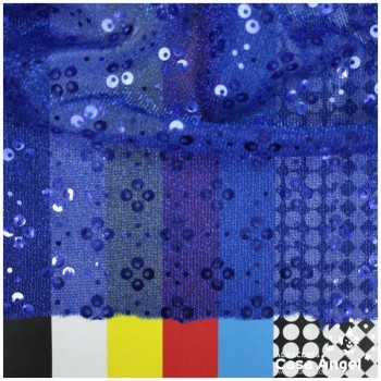 PUNTO LAMÉ AZUL CON PATRÓN DE LENTEJUELAS SERIE CARMEN 150cm