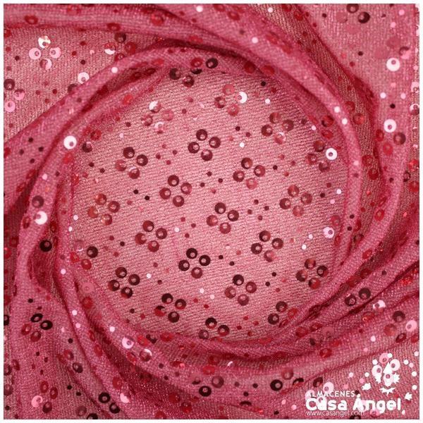 PUNTO LAMÉ ROSA CON PATRÓN DE LENTEJUELAS SERIE CARMEN 150cm