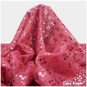 PUNTO LAMÉ ROSA CON PATRÓN DE LENTEJUELAS SERIE CARMEN 150cm