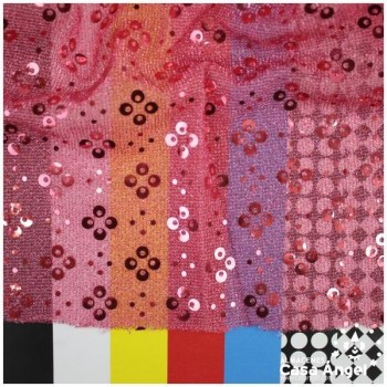 PUNTO LAMÉ ROSA CON PATRÓN DE LENTEJUELAS SERIE CARMEN 150cm