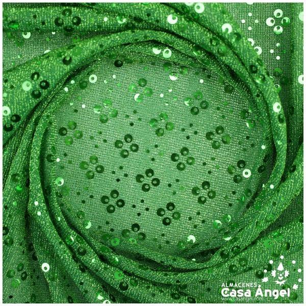 PUNTO LAMÉ VERDE CON PATRÓN DE LENTEJUELAS SERIE CARMEN 150cm