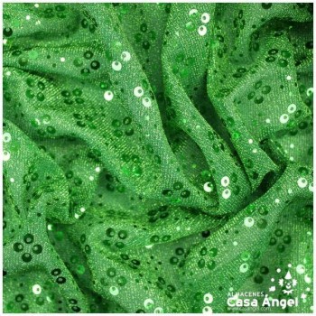 PUNTO LAMÉ VERDE CON PATRÓN DE LENTEJUELAS SERIE CARMEN 150cm