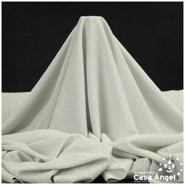 TELA DE PUNTO LAMÉ ELÁSTICO BLANCO SERIE MONTAÑA 150cm