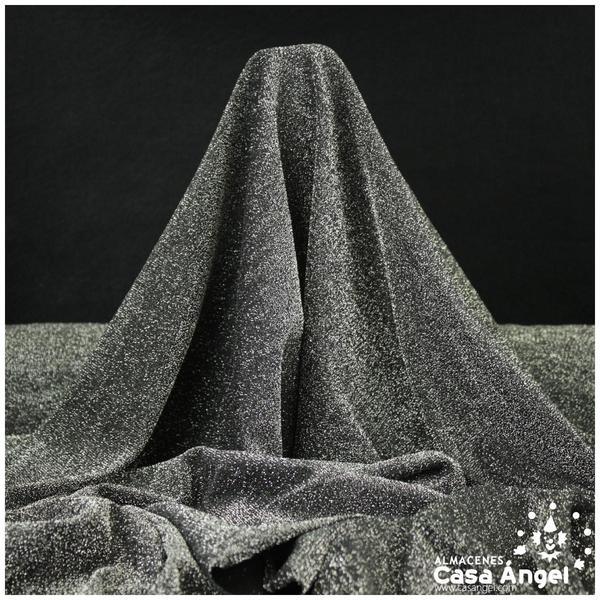 TELA DE PUNTO LAMÉ ELÁSTICO NEGRO SERIE MONTAÑA 150cm