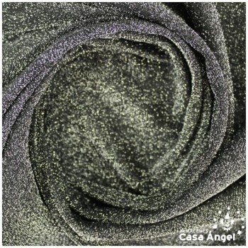 TELA DE PUNTO LAMÉ ELÁSTICO NEGRO SERIE MONTAÑA 150cm