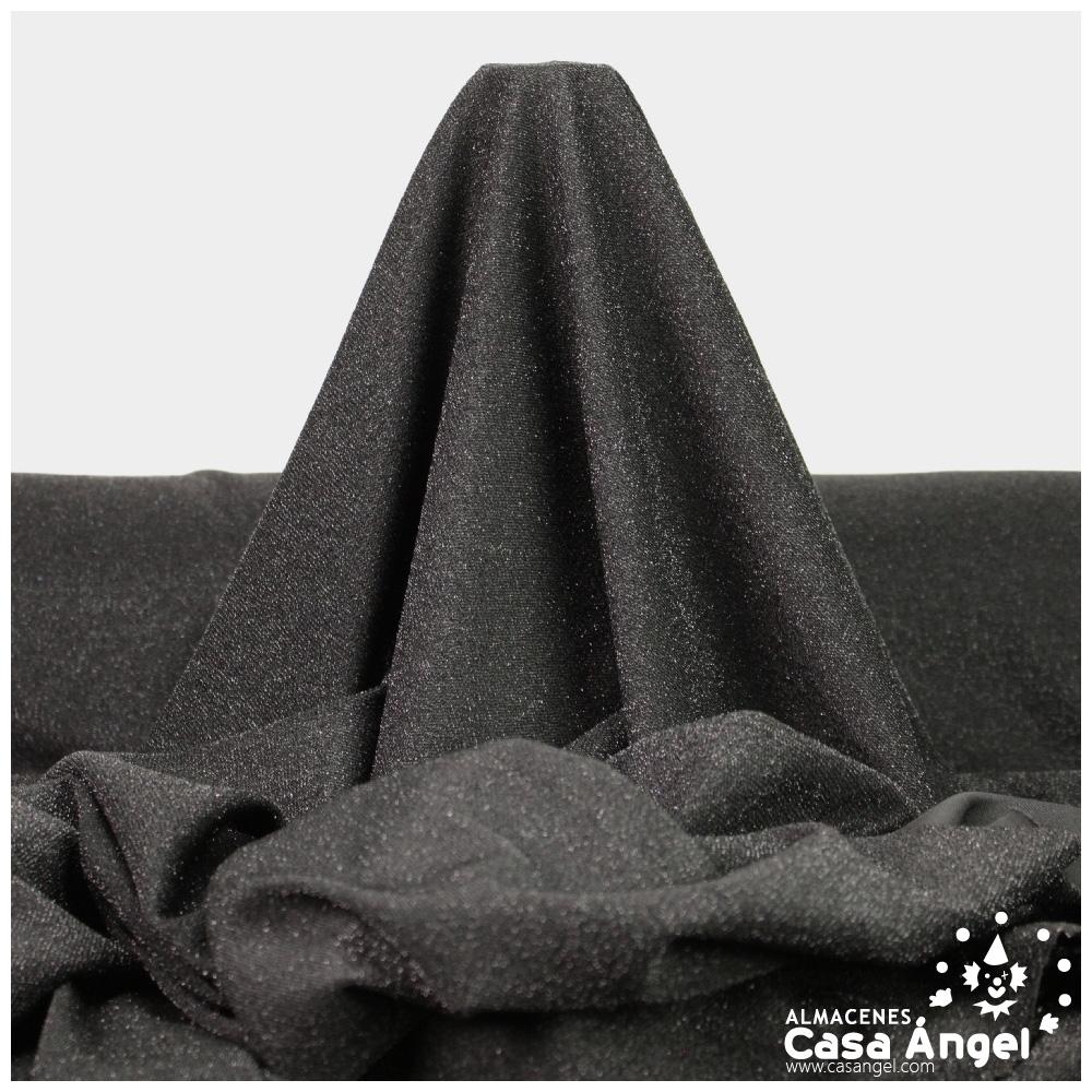 TELA DE PUNTO LAMÉ ELÁSTICO NEGRO AZABACHE SERIE MONTAÑA 150cm