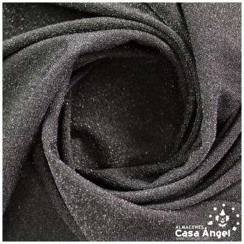 TELA DE PUNTO LAMÉ ELÁSTICO NEGRO AZABACHE SERIE MONTAÑA 150cm