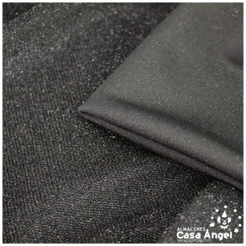 TELA DE PUNTO LAMÉ ELÁSTICO NEGRO AZABACHE SERIE MONTAÑA 150cm