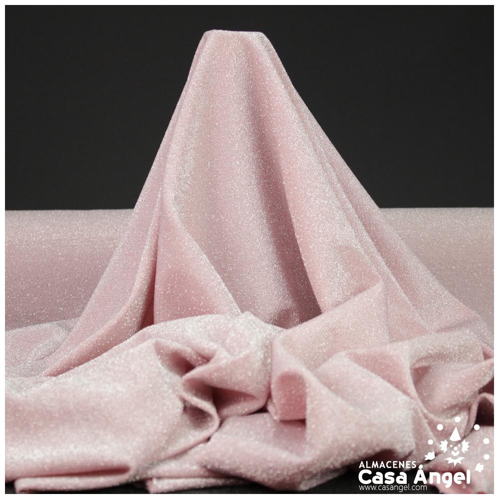 TELA DE PUNTO LAMÉ ELÁSTICO ROSA PALO SERIE MONTAÑA 150cm
