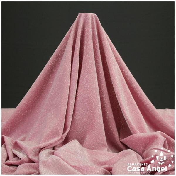 TELA DE PUNTO LAMÉ ELÁSTICO ROSA SERIE MONTAÑA 150cm