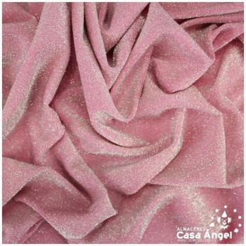 TELA DE PUNTO LAMÉ ELÁSTICO ROSA SERIE MONTAÑA 150cm