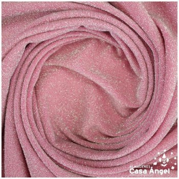 TELA DE PUNTO LAMÉ ELÁSTICO ROSA SERIE MONTAÑA 150cm