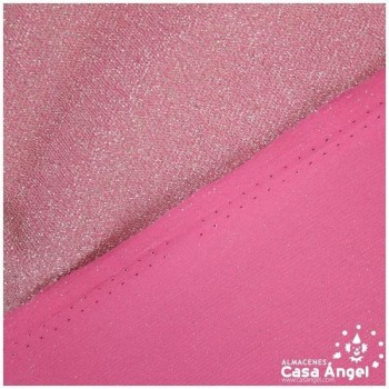 TELA DE PUNTO LAMÉ ELÁSTICO ROSA SERIE MONTAÑA 150cm