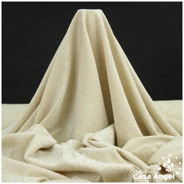 TELA DE PUNTO LAMÉ ELÁSTICO CREMA SERIE MONTAÑA 150cm