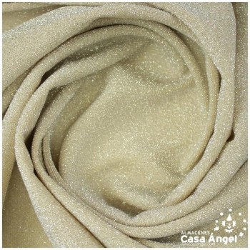 TELA DE PUNTO LAMÉ ELÁSTICO CREMA SERIE MONTAÑA 150cm