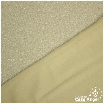 TELA DE PUNTO LAMÉ ELÁSTICO CREMA SERIE MONTAÑA 150cm