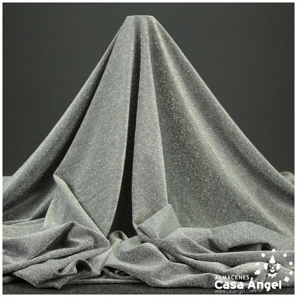 TELA DE PUNTO LAMÉ ELÁSTICO PLATA SERIE MONTAÑA 150cm