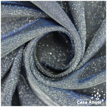TELA LAMÉ TRIPLE CAPA CON BRILLO ANGULADO GRIS Y AZUL SERIE NEBULOSA 150cm