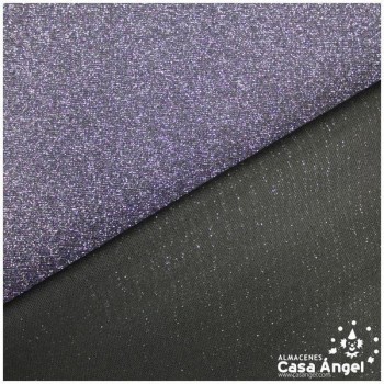 TELA LAMÉ TRIPLE CAPA CON BRILLO ANGULADO AZUL Y FUCSIA SERIE NEBULOSA 150cm