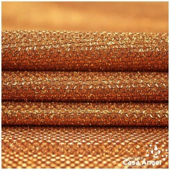 PUNTO LAMÉ NARANJA COBRE CON GLITTER SERIE GALA 150cm
