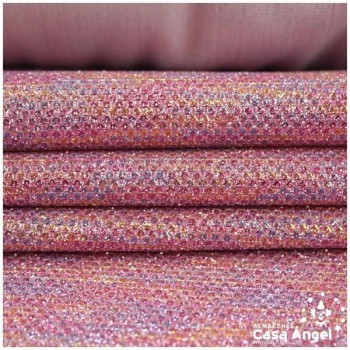 PUNTO LAMÉ ROSA SIDERAL COBRE CON GLITTER SERIE GALA 150cm