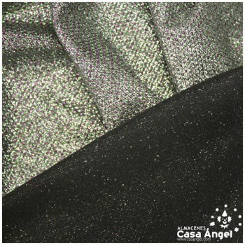 PUNTO LAMÉ VERDE Y FUCSIA CON GLITTER SERIE GALA 150cm