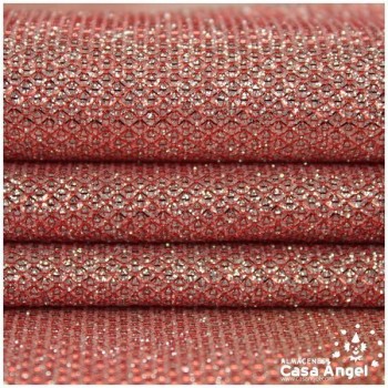 PUNTO LAMÉ ROJO PLATA CON GLITTER SERIE GALA 150cm