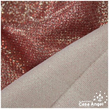 PUNTO LAMÉ ROJO PLATA CON GLITTER SERIE GALA 150cm