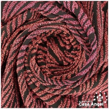 TELA DE PUNTO ELÁSTICO NEGRO CON PATRÓN DE LÚREX FUCSIA SERIE JET 150cm