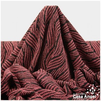 TELA DE PUNTO ELÁSTICO NEGRO CON PATRÓN DE LÚREX FUCSIA SERIE JET 150cm