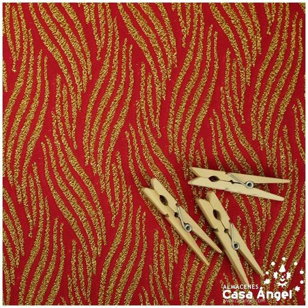 TELA DE PUNTO ELÁSTICO ROJO CON PATRÓN DE LÚREX DORADO SERIE JET 150cm