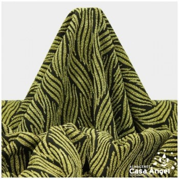 TELA DE PUNTO ELÁSTICO NEGRO CON PATRÓN DE LÚREX ORO SERIE JET 150cm