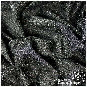 GASA LAMÉ CON ENTRETELA SERIE SANTORINI NEGRO TOTAL 150cm