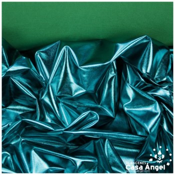 TELA ELÁSTICA FOIL TURQUESA EXTRABRILLANTE SERIE NIRVANA 150cm