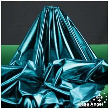 TELA ELÁSTICA FOIL TURQUESA EXTRABRILLANTE SERIE NIRVANA 150cm