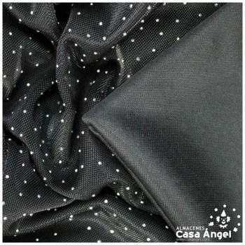 PUNTO GASA NEGRO LAMÉ CON ROCALLA SERIE BÓVEDA 140cm