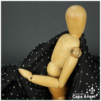 PUNTO GASA NEGRO LAMÉ CON ROCALLA SERIE BÓVEDA 140cm
