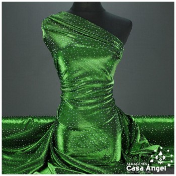 PUNTO GASA VERDE LAMÉ CON ROCALLA SERIE BÓVEDA 140cm