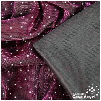PUNTO GASA MORADO LAMÉ CON ROCALLA SERIE BÓVEDA 140cm