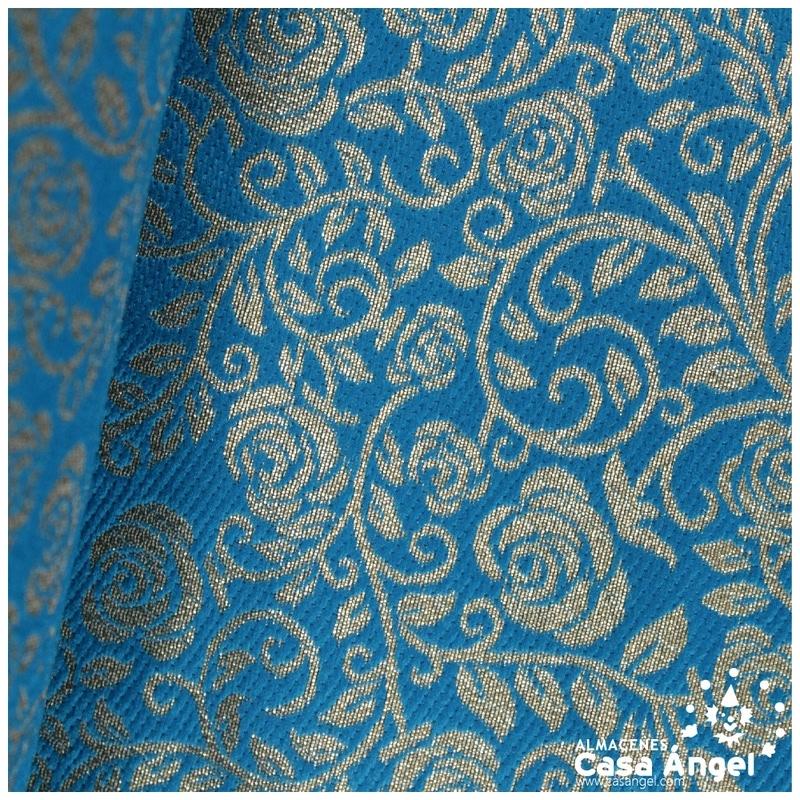 BROCADO TURQUESA CON FILIGRANAS Y FLORES SERIE ZAHIR 150cm